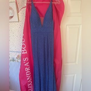 Blue jeweled prom dress